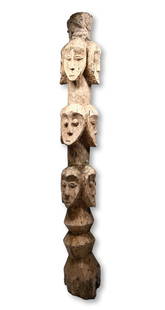 Exceedingly Rare Metoko Initiation Post Ex Kahan Gallery 1980: This is a very rare initiation post , though their exact traditional use is not clearly understood. It is believed that such object are used in initiatory and funerary contexts. The use of repeated or