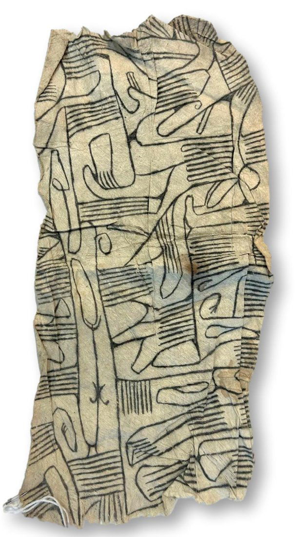 A Rare Old Mbuti Pygmy Bark Cloth Painting with Magic Symbols (1 of 6)