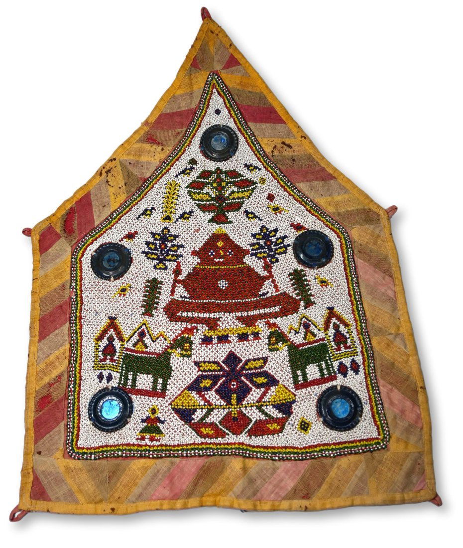 Antique Gujarat Saurashta Bead Work Embroidered Textile Panel from India (1 of 6)
