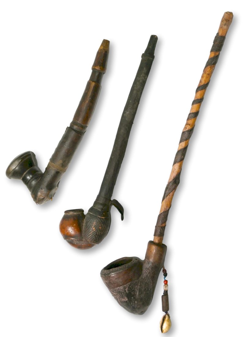 Lot of Three Old African Tobacco Pipes (1 of 10)