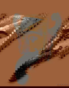 A Rare Dayak Hudoq Ceremonial Mask: A carved wood and painted mask with stylized elephant like trunk and attached ears, inset wooden teeth and tusks. Dayak peoples, Borneo / Kalimantan, , Indonesia. The mask measures 18 x 15 inches. 