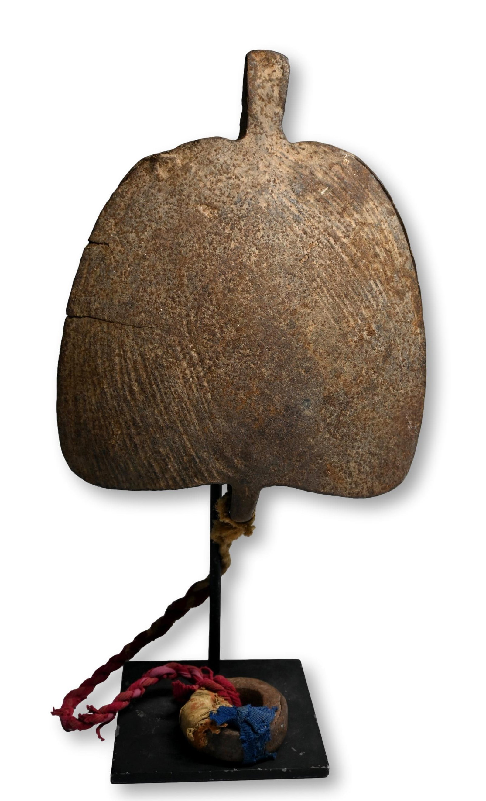 Large Kabiye Iron Gong Ex Banks Collection: A very large and uncommon iron bell or gong with original striker attached. The Bell was part of a a little known ceremony held once every five years known as the Habye , a intense ceremony dedicated 
