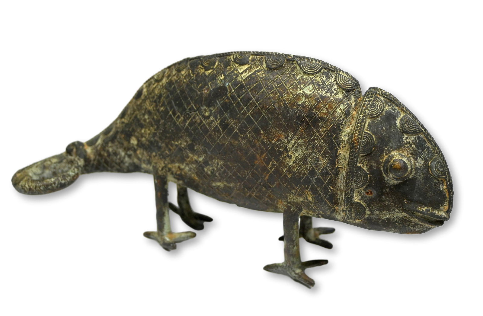 Akan Bronze Chameleon Sculpture (1 of 1)