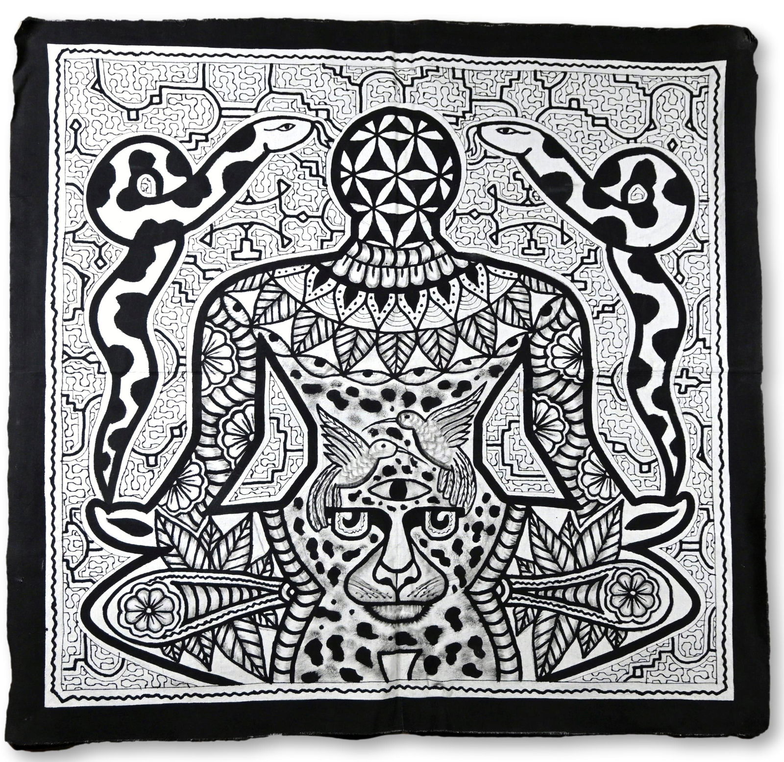 A Shipibo Indian Painting Ayahuasca Jaguar & Serpent Visions (1 of 5)