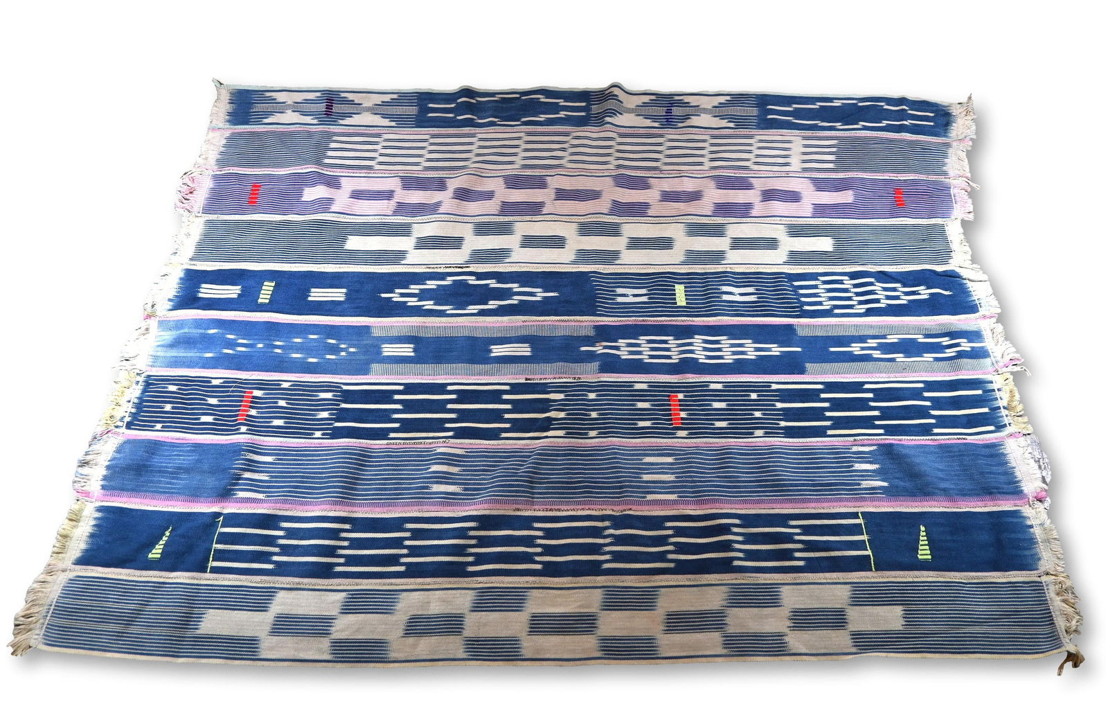 Baule Indigo Ikat Strip Weave Wrap Skirt (1 of 4)