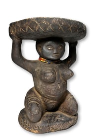 A Luba Zela Caryatid Prestige Stool