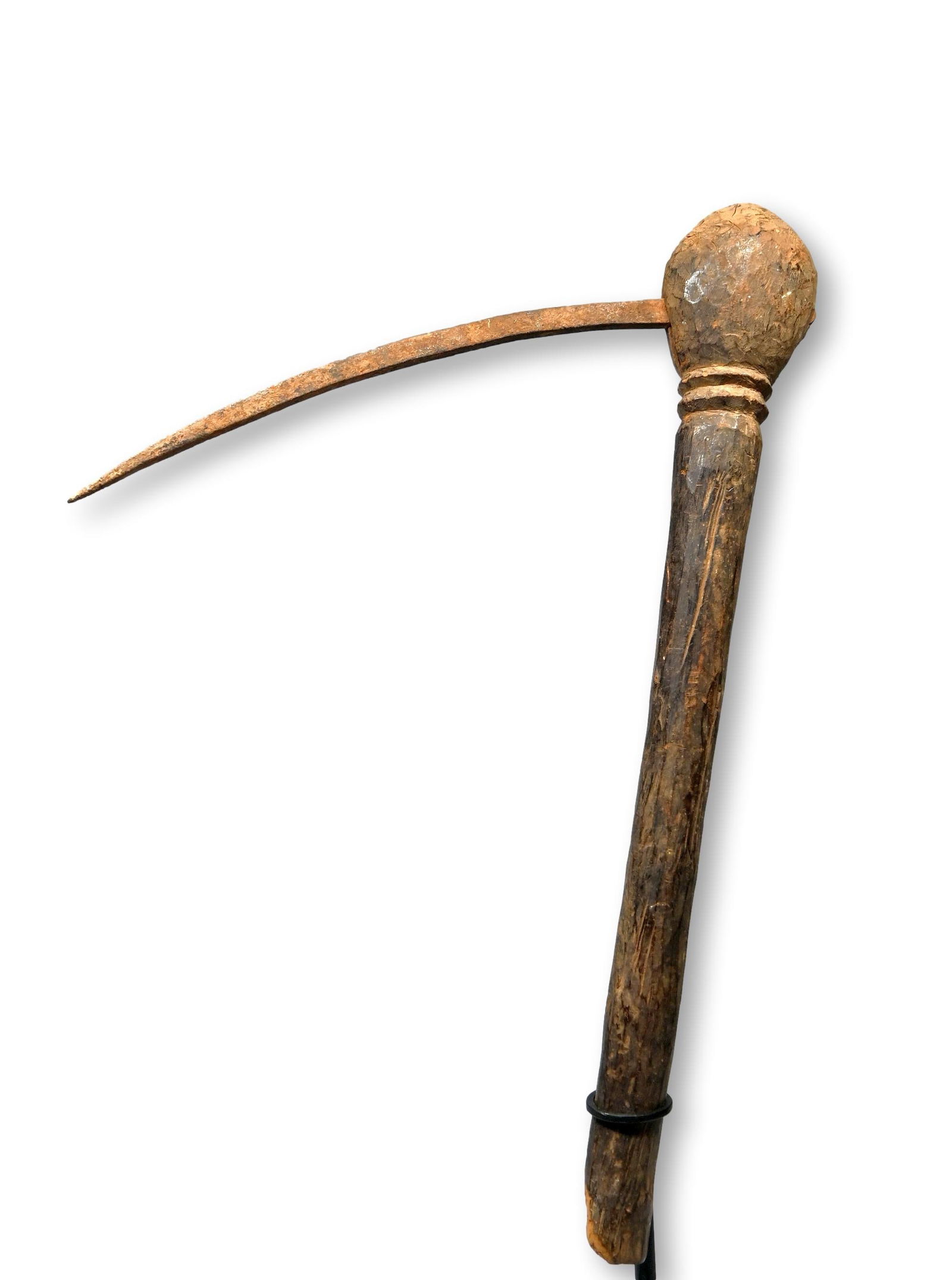 A Bobo Scepter: A very well used old wooden handle with iron spike like form. Bobo peoples, Burkina faso, West Africa. The weapon measures 19 x 14 inches. There is no display stand. Provenance: A Private Philadelphia