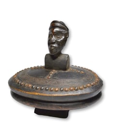 A Luba Lidded Vessel with Ancestor Finial Field Collected