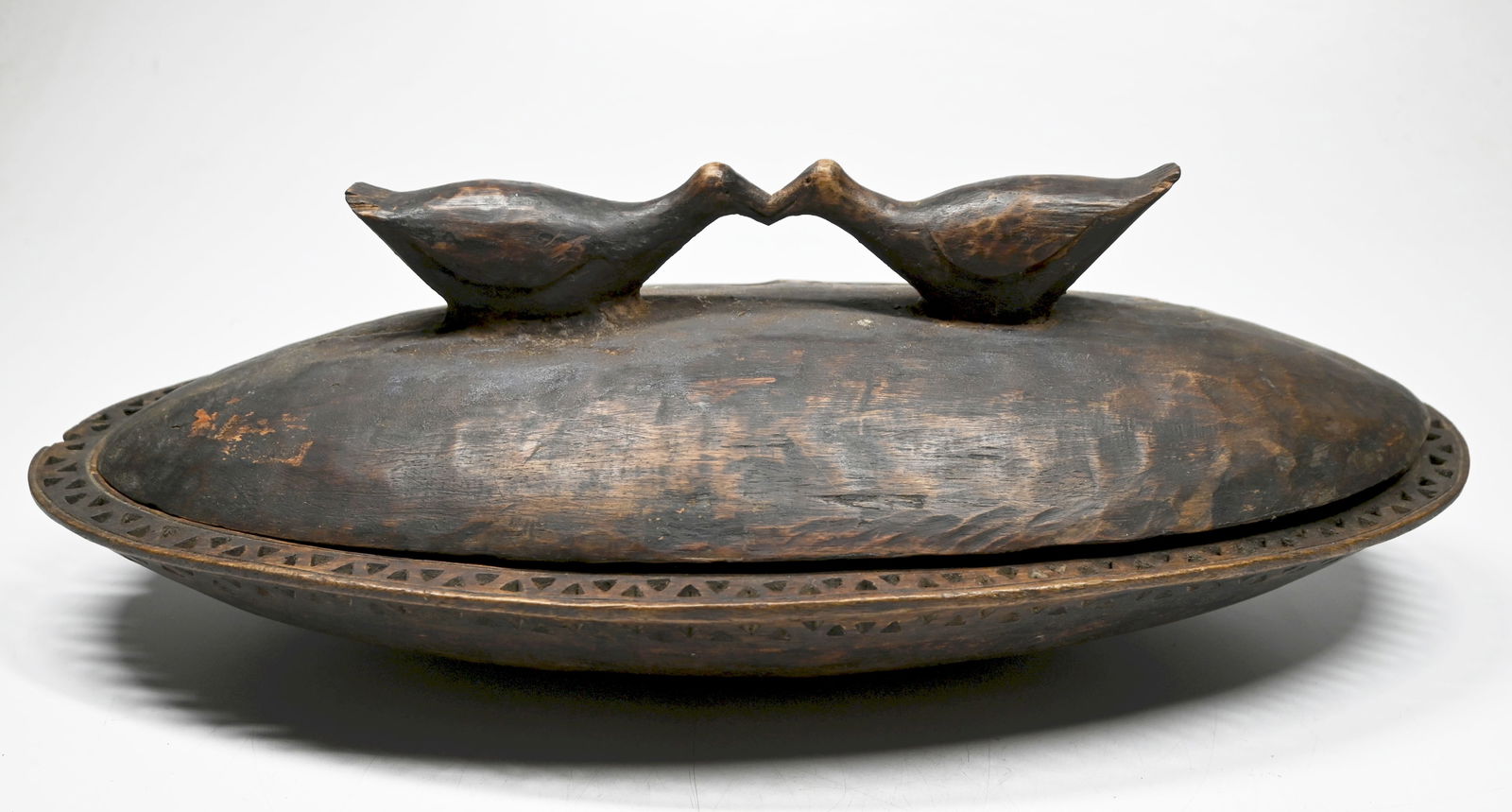 A Lozi Lidded Container with Two Ducks, Field Collected (1 of 5)