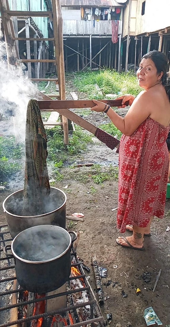 Blue Shipibo Indian Hand Stitched Poncho Ayahuasca Ceremony (1 of 6)