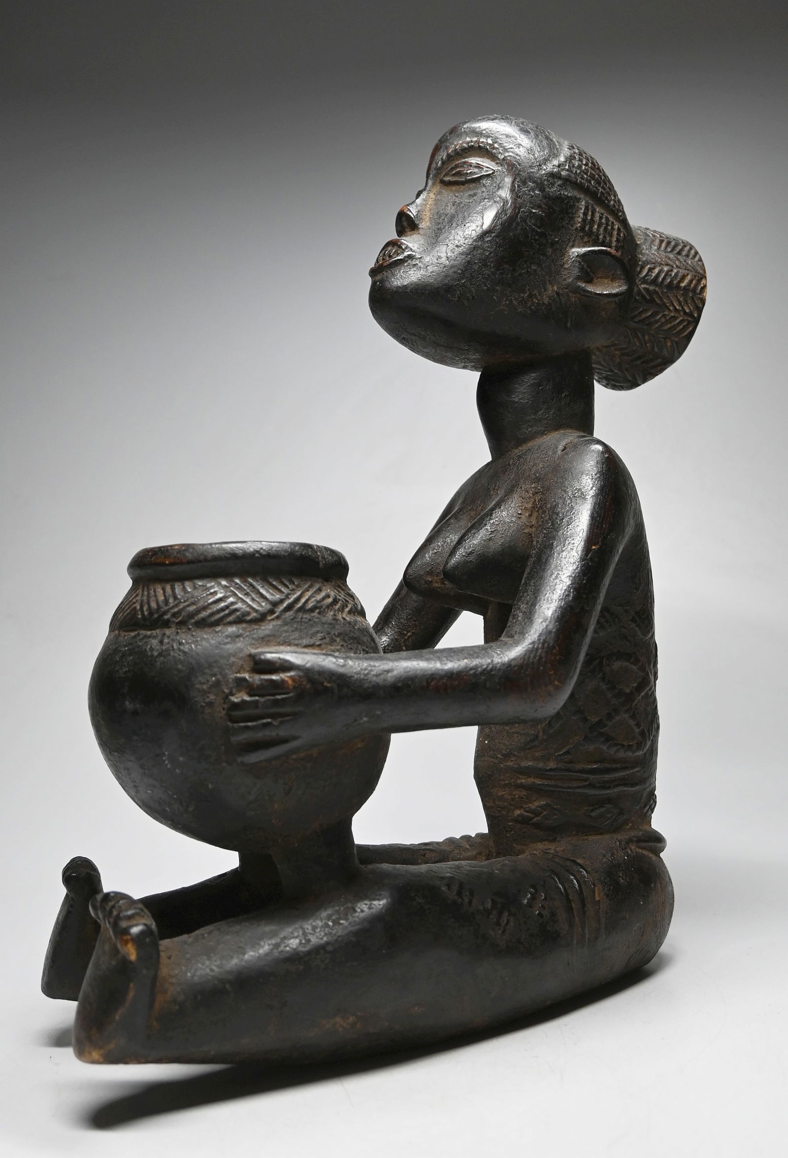 A Luba Mboko Bowl Bearer sculpture (1 of 6)