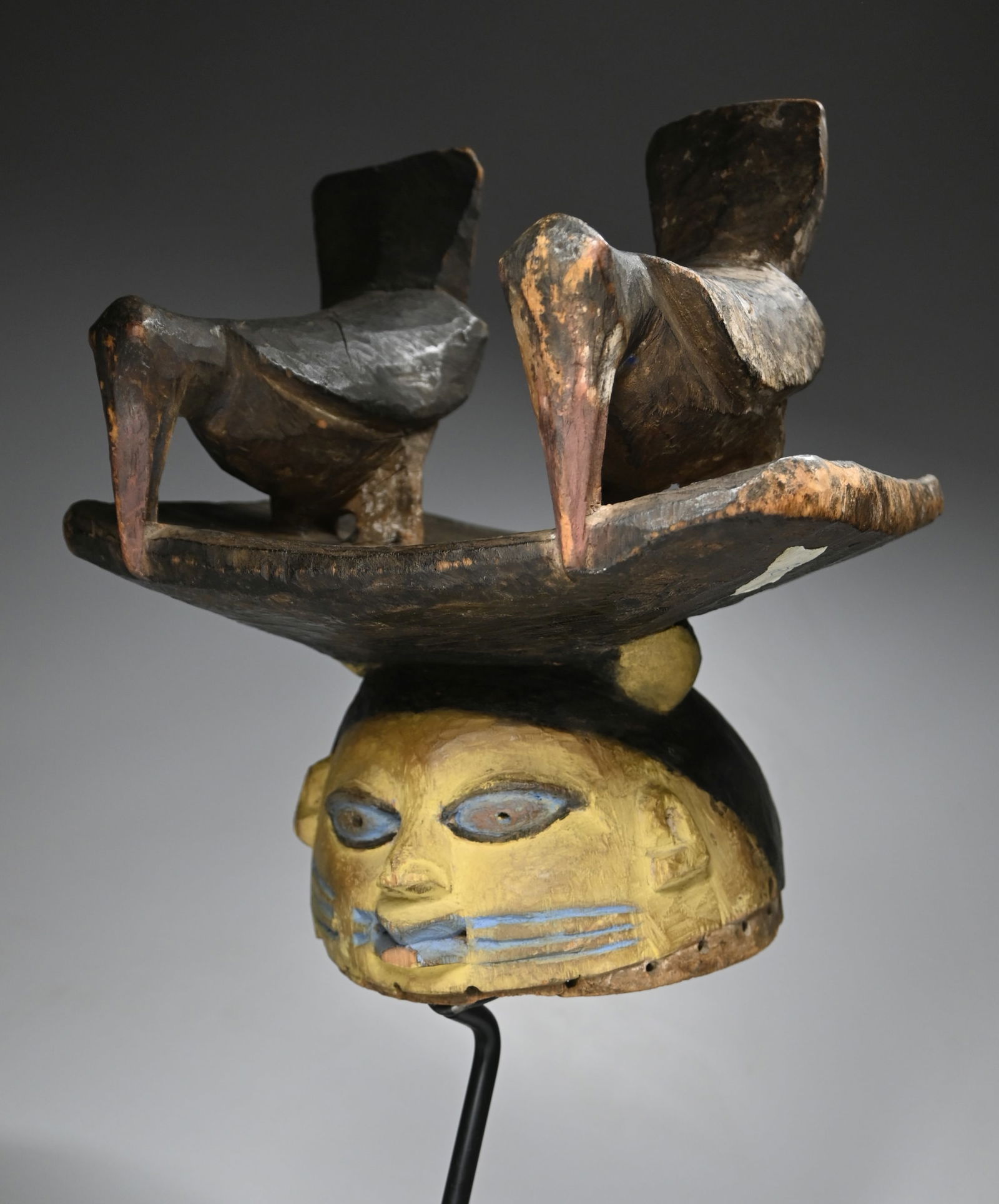 A Yoruba Gelede Mask with Twin Bird designs (1 of 5)