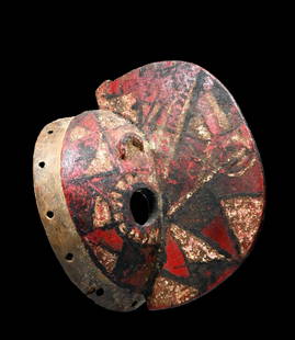 A Mossi Mask Ex Arcarde Gallery: A Carved wood and painted ceremonial dance mask with raised central crest dividing the mask from top to bottom, it is similar and possibly linked to the local Hombo masks used by the Bwa peoples which