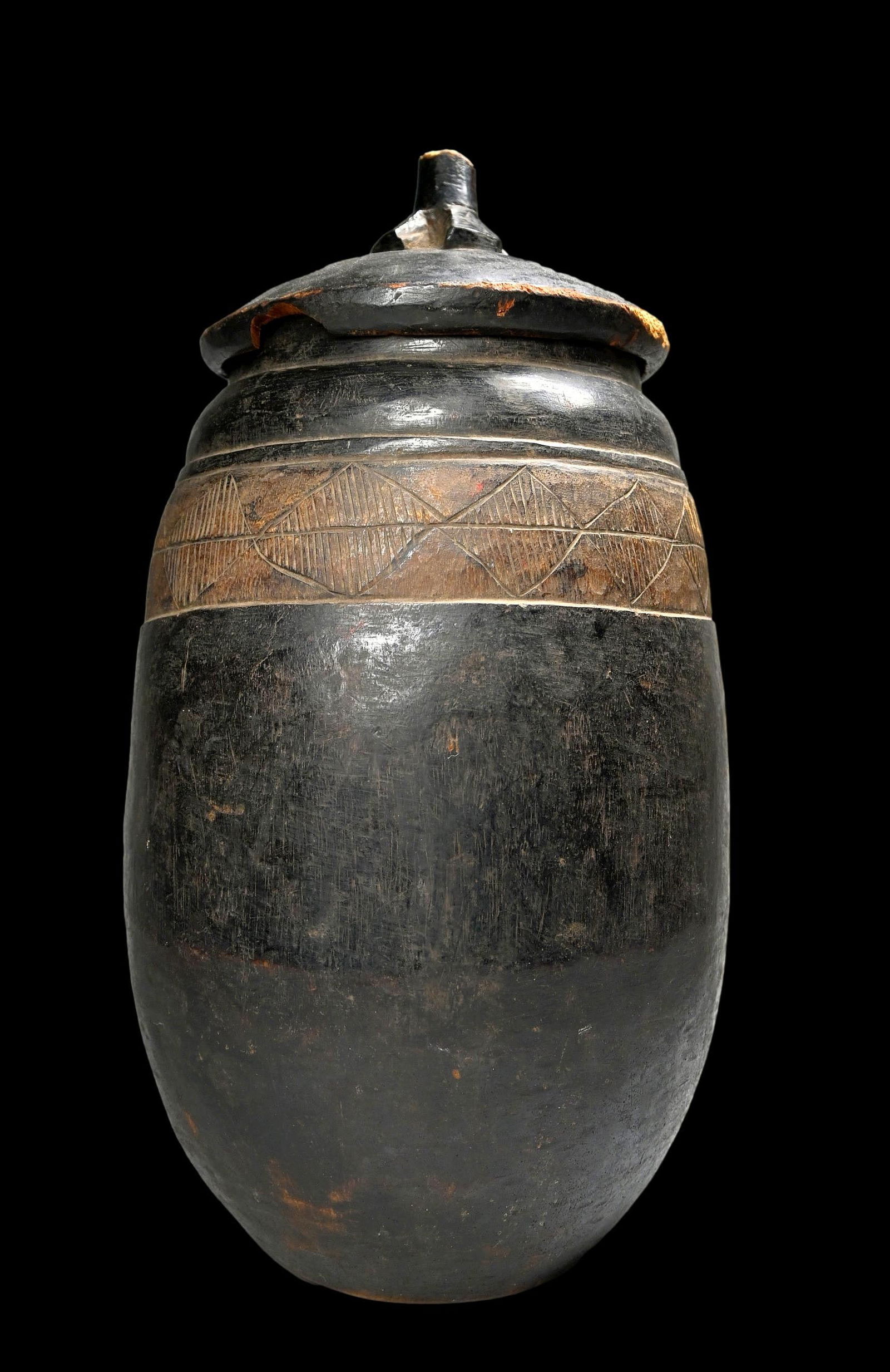 A Tall Lozi Carved Wooden Container Field Collected (1 of 5)