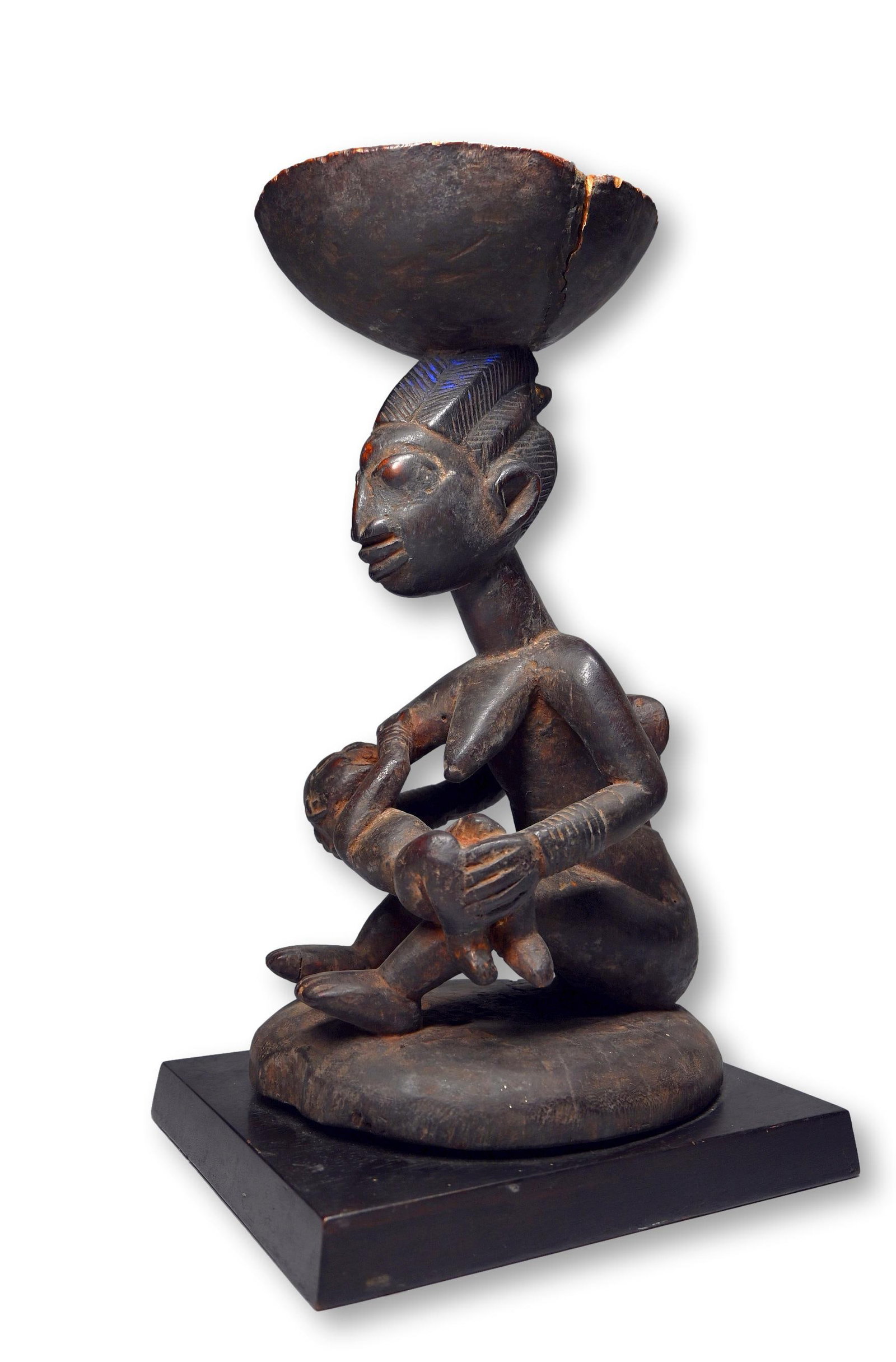 A Fine Agere Ifa Offering Bowl with Maternity sculpture (1 of 10)