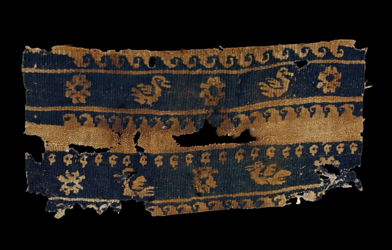 Ancient Egyptian Textile with Avian & Wave Images (1 of 5)