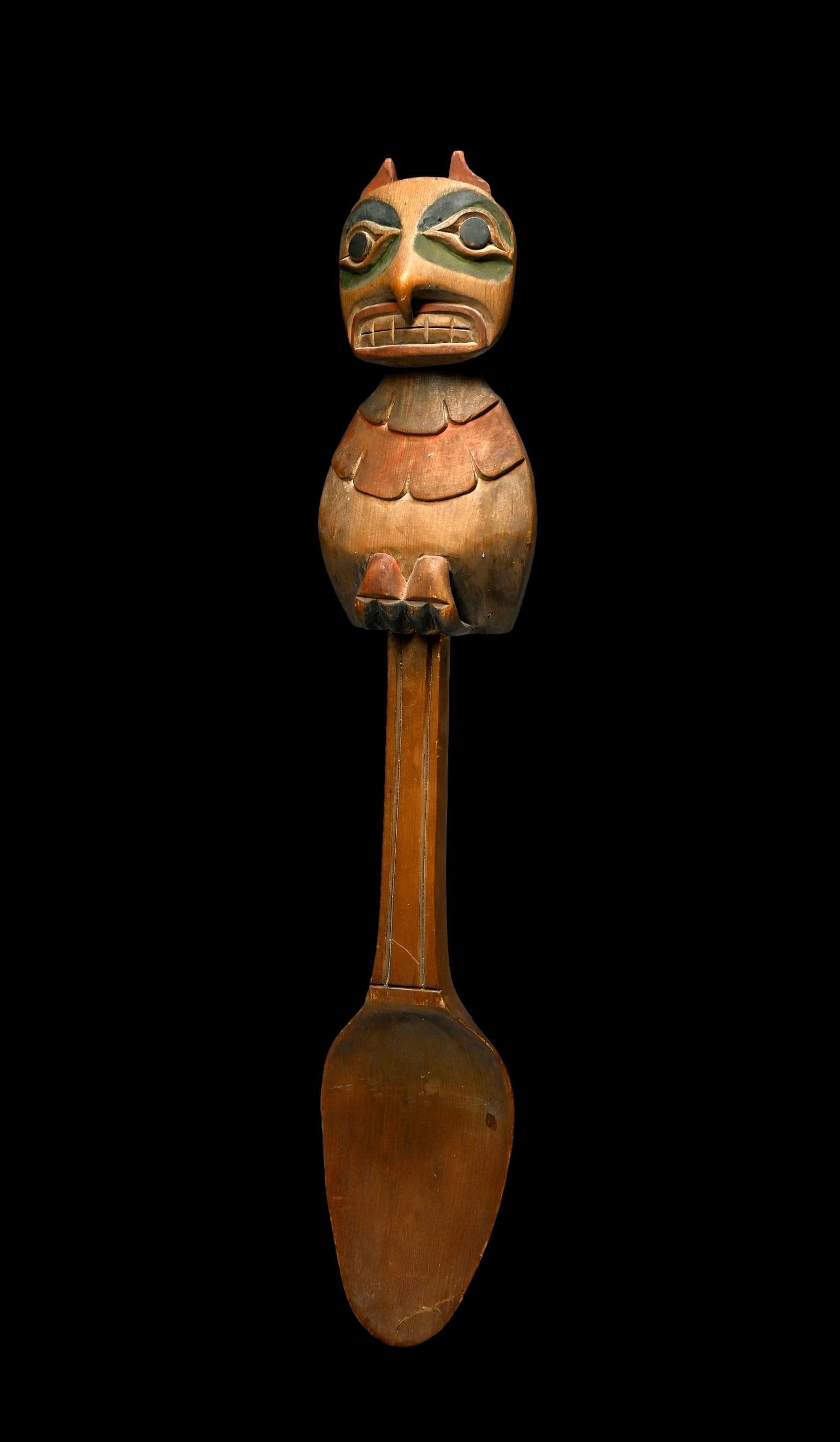 A Fine North West Coast Ladle with Owl Effigy (1 of 3)