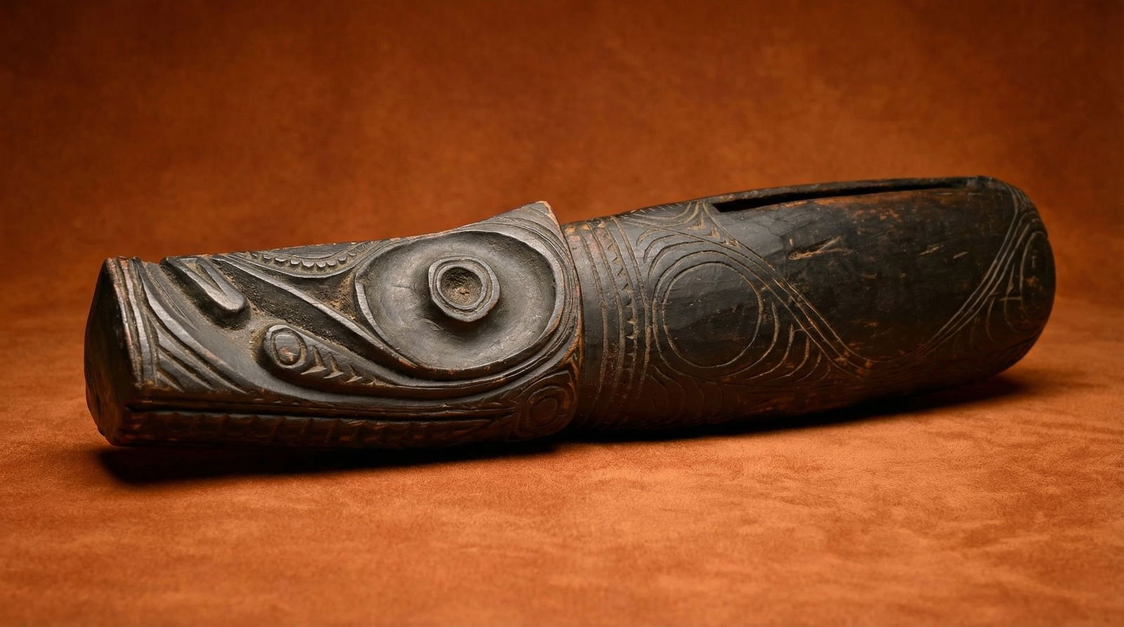 Old Zoomorphic Slit Gong From New Guinea (1 of 6)