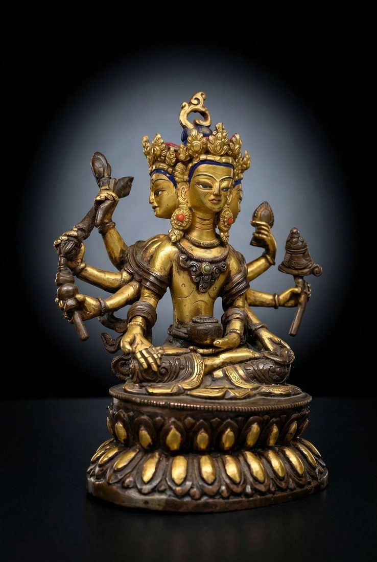 Antique Ushnisasitipatra Sino Tibetan Gilt Bronze Sculpture (1 of 6)