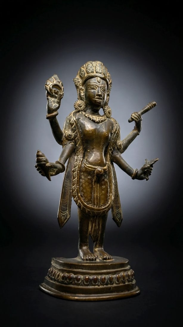Antique Standing Vishnu Bronze Sculpture (1 of 6)