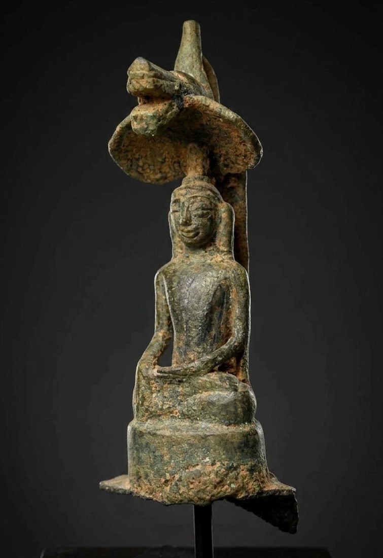 A 18/19th Century Bronze Buddha with Naga From Burma (1 of 6)