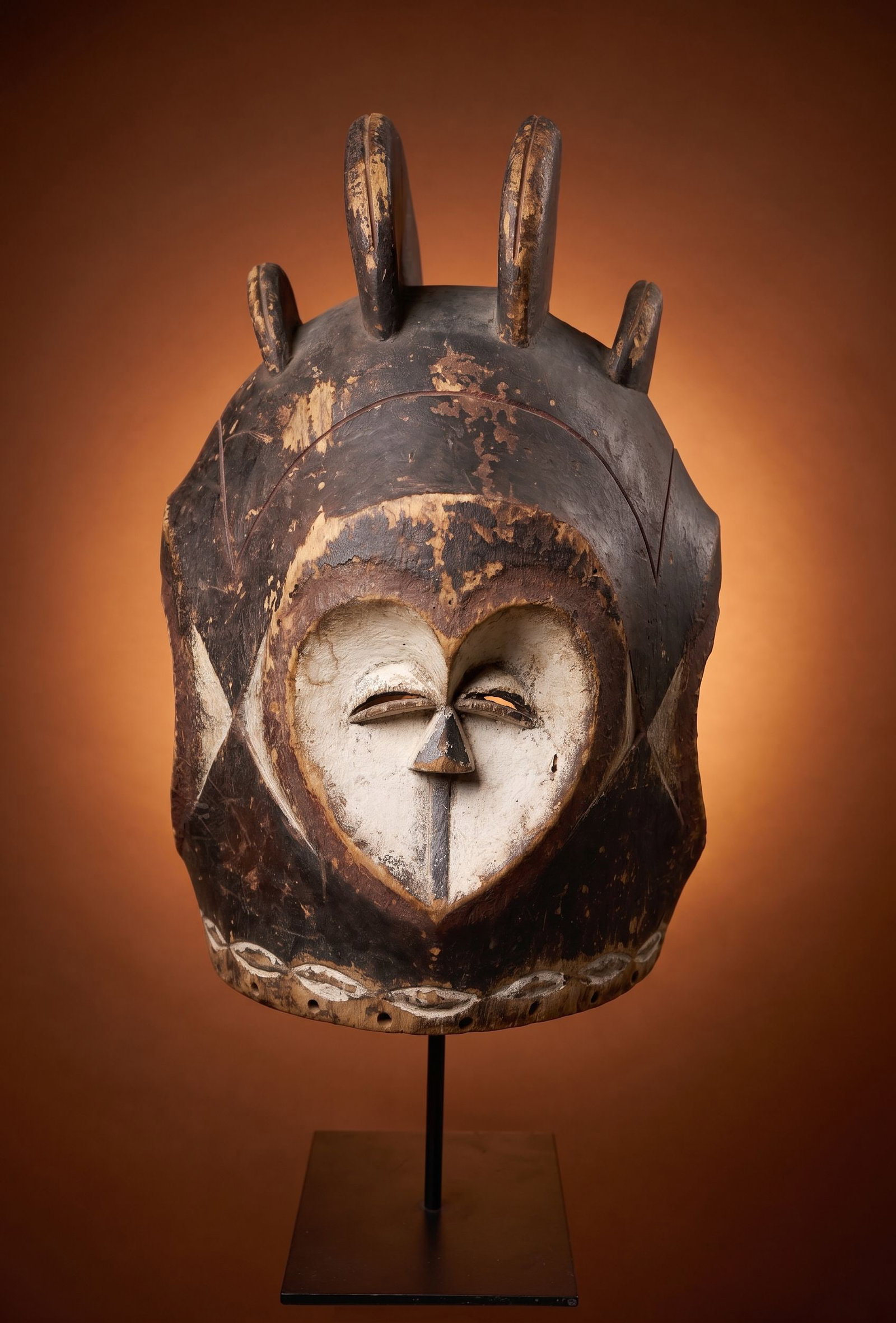 A Kwele Four Faced Helmet Mask (1 of 8)