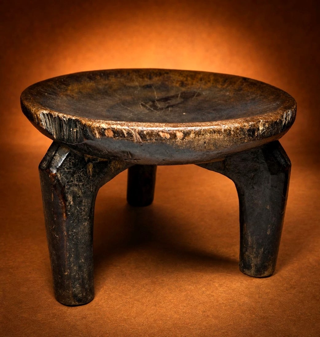 Old Hehe stool: A fine old carved wooden stool from the Hehe / Gogo peoples of Tanzania, East Africa. Traditionally used as a milking stool. Overall very strong and stable condition with a nice patina from handling a