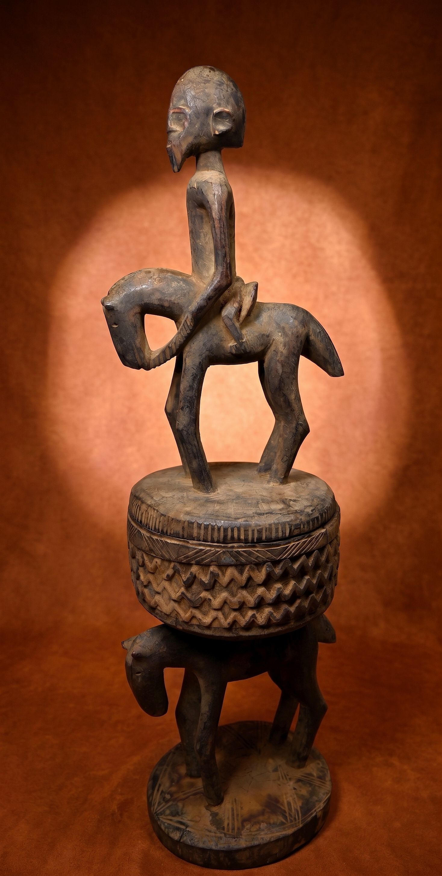 A Dogon Tobacco Leaf Container with Equestrian Image (1 of 9)