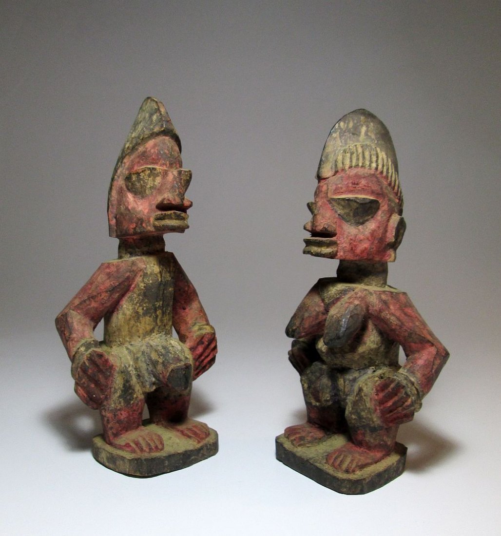 Pair of Red Idols from Yoruba of Nigeria African Art (1 of 4)