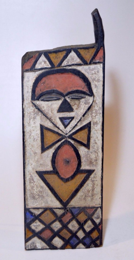 Decorated Mitshogho wooden shutter with mask design (1 of 3)