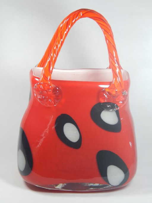 Large Murano Art Glass Handbag Vase