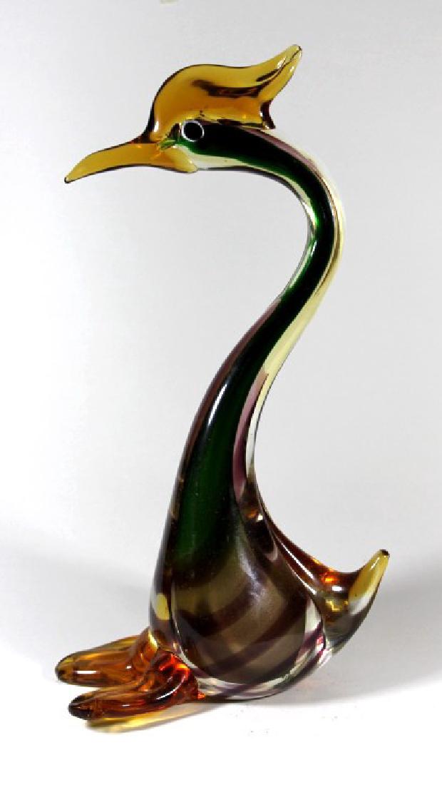 MURANO ITALIAN ART GLASS BIRD FORM SCULPTURE: MURANO ITALIAN ART GLASS BIRD FORM SCULPTURE . MEASURES APPROX 13" HEIGHT.