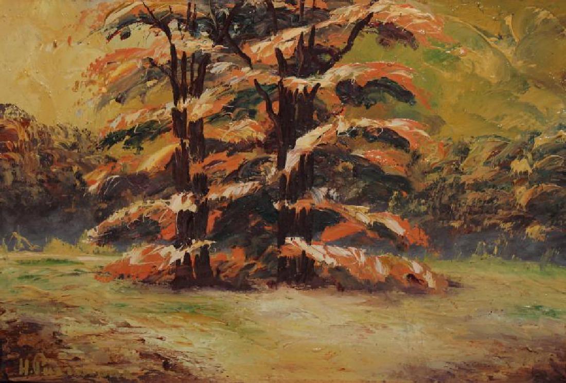 HANS PURRMANN (GERMAN,1880 - 1966) LANDSCAPE: Attributed Hans Purrmann oil painting on think board depicting a landscape. Measures 20" width by 14" height.Provenance: From a collector of fine art. All signatures and content have been looked over