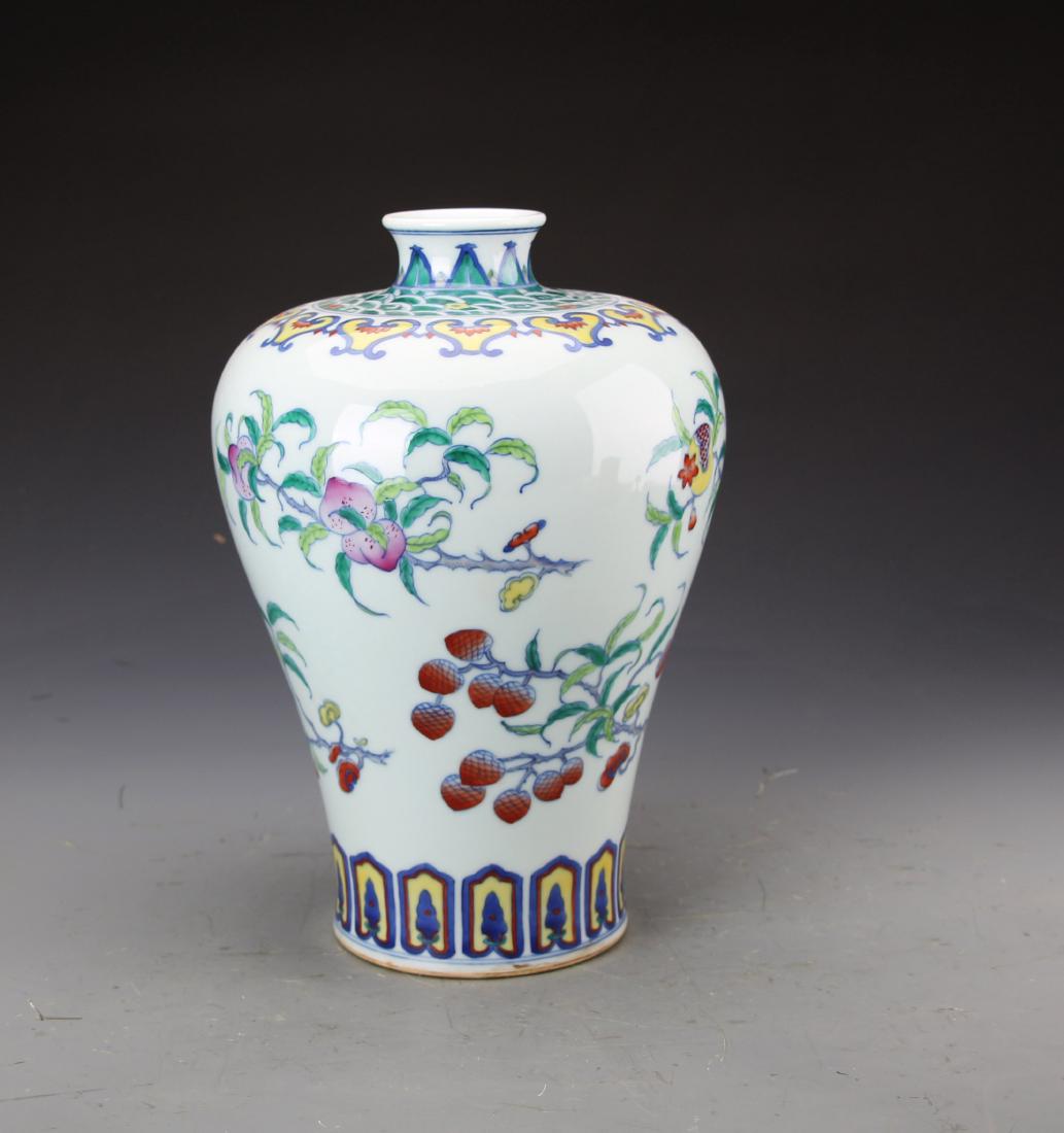 Chinese Dou Glazed Meiping Vase Painted with Fruits (1 of 6)