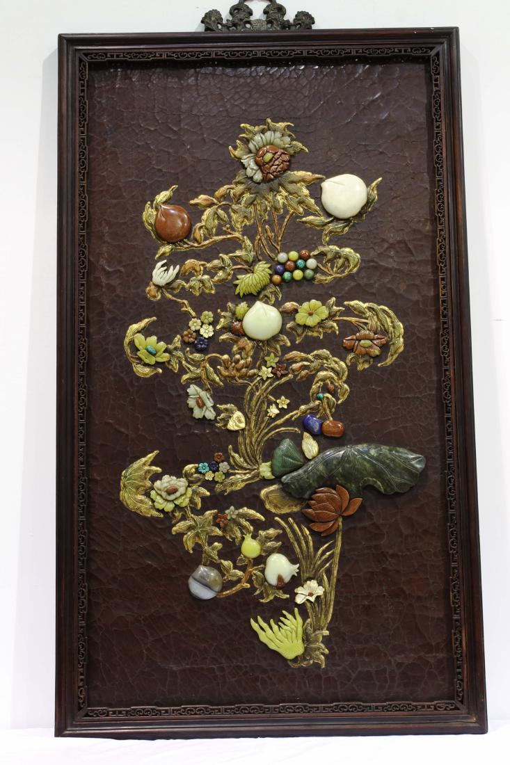 Chinese Qing Styled Lacqured Hanging Panel Inlaid with (1 of 3)