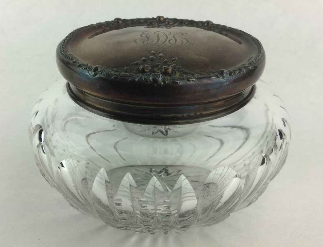 Antique Cut Crystal Jar with Sterling Lid (1 of 4)