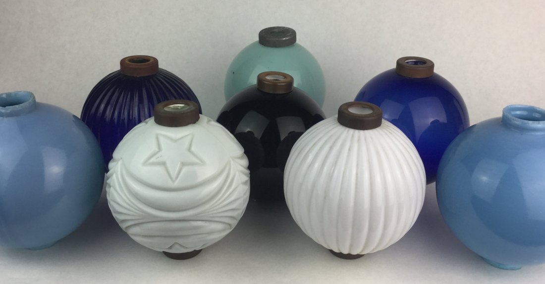 1880's Lightning Rod Bulbs Collection: Amazing collection of 8 Lightning Rod Bulbs, circa 1880's. Each Measures Approx: 5" Tall x 4 1/2" Wide.