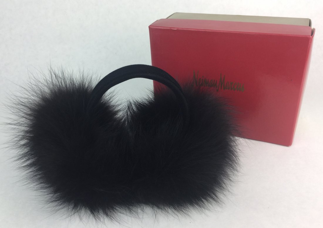 Vintage Black Fox Fur Ear Muffs from Nieman Marcus (1 of 3)