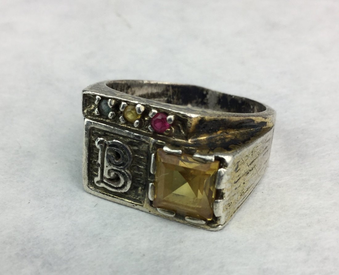 Vintage Sterling Silver Multi Gemstone Ring (1 of 2)