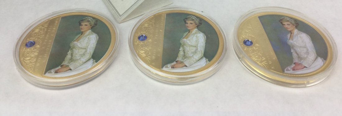 3 PRINCESS DIANA 24KT Gold Coins w/ Swarovski Stones (1 of 2)