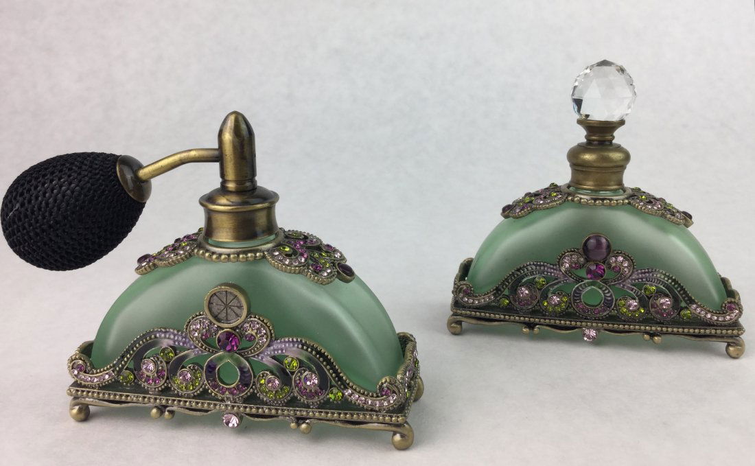 Vintage Glass Perfume Bottles with Crystals (1 of 2)