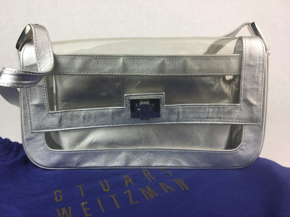 STUART WEITZMAN Handbag Purse: STUART WEITZMAN Clear, silver and Handbag & purse with polished silver hardware. Comes with dust bag.