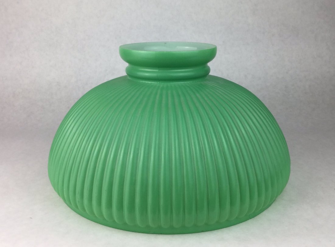 Vintage JADITE Glass Lamp Shade: Amazing vintage Jadite glass lamp shade. Measures Approx: 6\" Tall x 10\" Wide.
