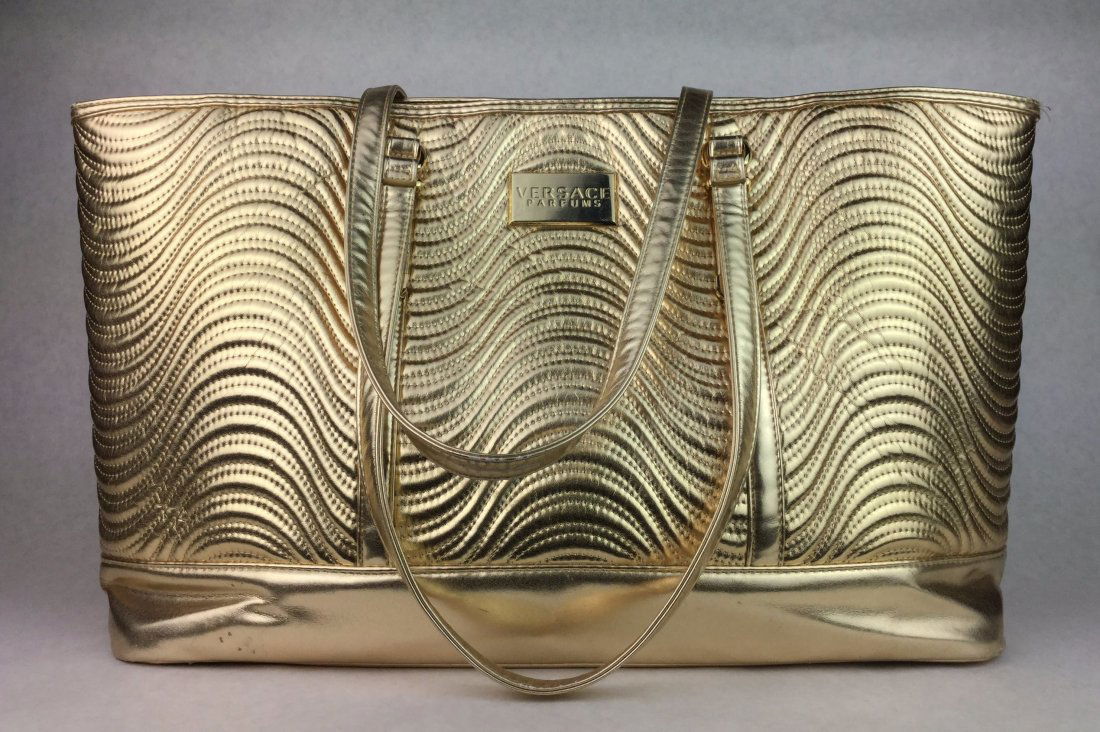 VERSACE Macie Womens Gold Tote: Gorgeous golden tote bag by Versace.