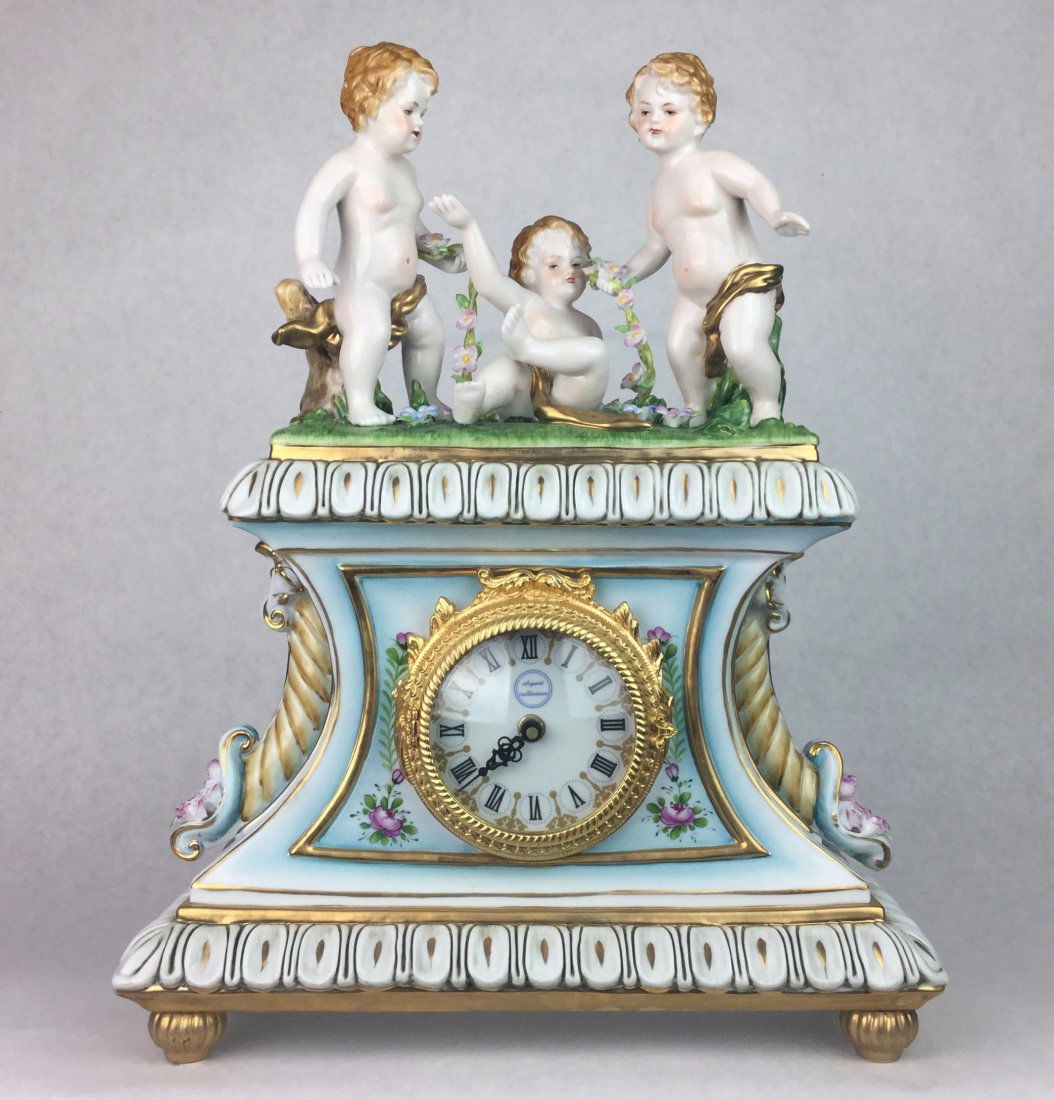 Large DRESDEN Porcelain Mantle Clock (1 of 4)