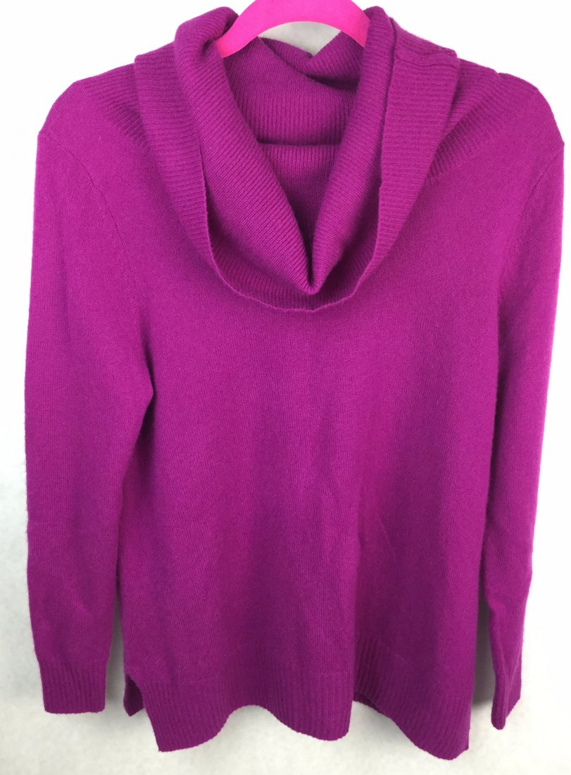 Hot Pink Cashmere Turtle Neck Sweater (1 of 2)