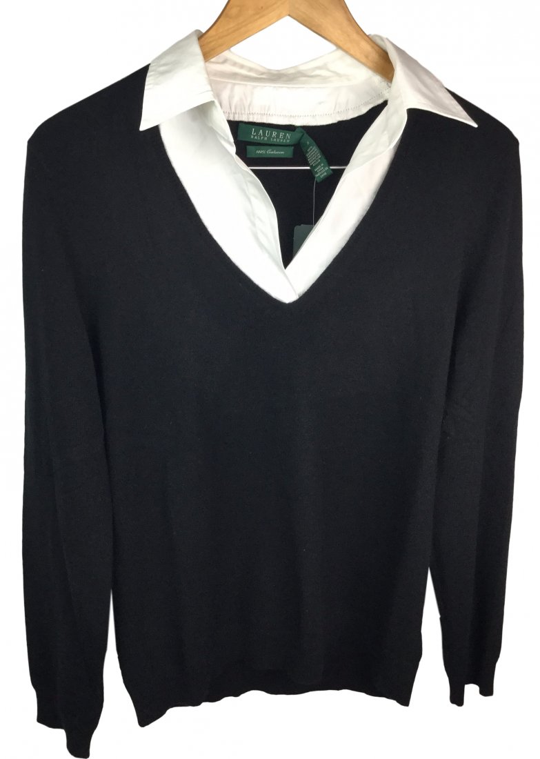 RALPH LAUREN Cashmere Collared Sweater XL: Fabulous Ralph Lauren Cashmere collared Sweater. Size: XL