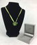 LALIQUE Crystal Green Butterfly Necklace with Box.