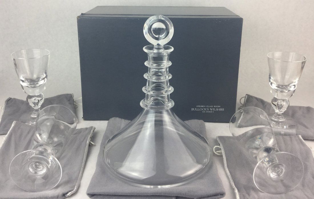 STEUBEN Art Glass Decanter & Glass Set (1 of 4)