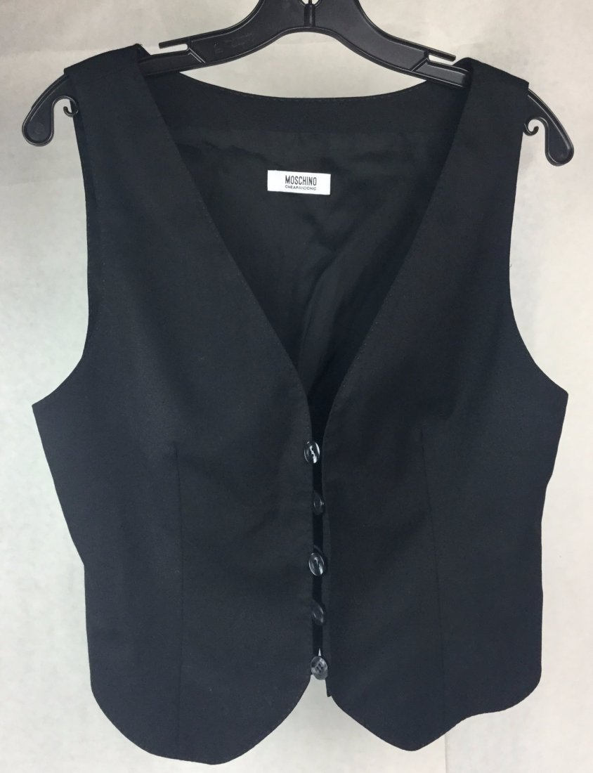MOSCHINO Black Button up Vest: MOSCHINO Black Button up Vest. Made in Italy. USA SIZE: 12
